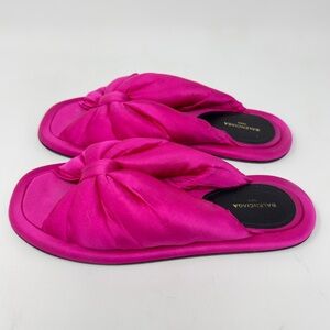 Balenciaga Fuchsia Satin Bow Slides Flat Size 35